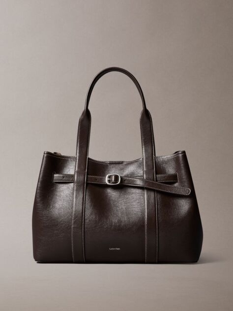 Brown Buckle Laptop Tote Bag  Women