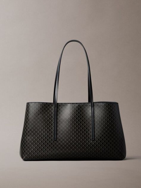 Black Allover Emblem Logo Tote Bag  Women