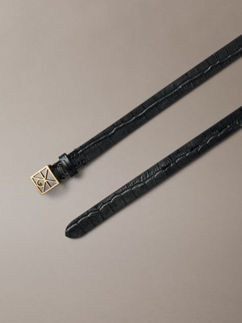 Black Emblem Croc-Embossed 15 mm Reversible Belt  Women