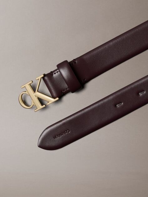 Brown Full Grain Leather Logo Belt  Women
