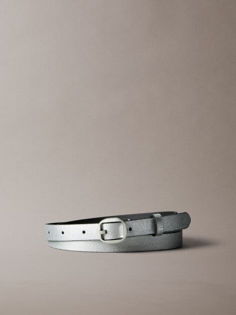 Silver Leather Round Buckle Belt  Women