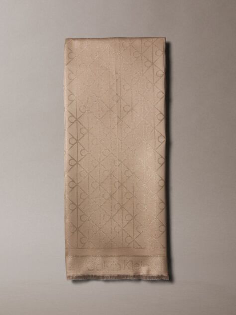 Grey Allover Emblem Logo Shine Scarf  Women