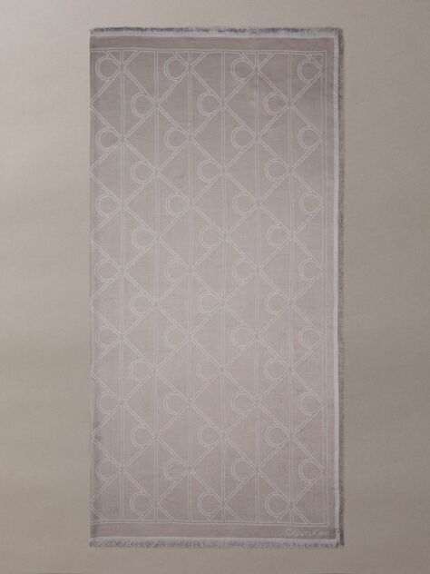 Beige Allover Emblem Logo Square Scarf  Women
