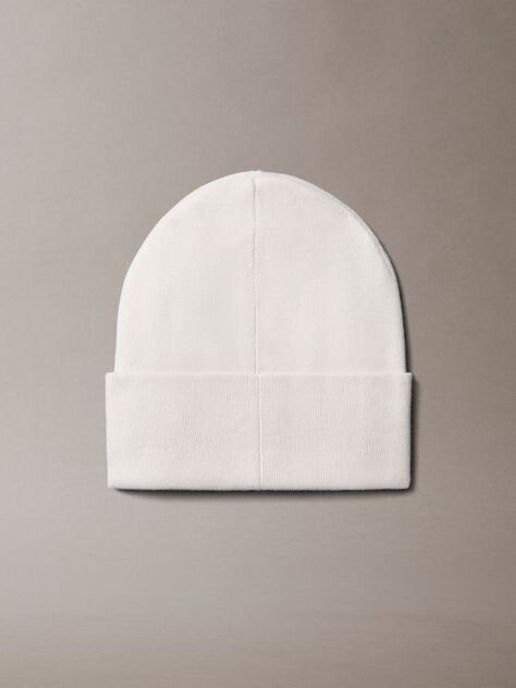 White Signature Logo Beanie  Women