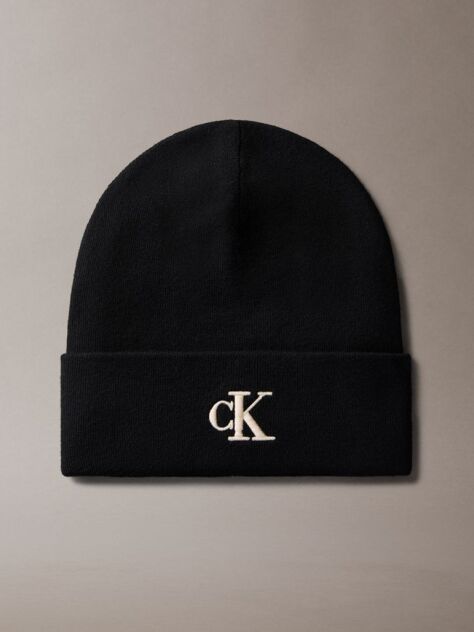 Black Signature Logo Beanie  Women