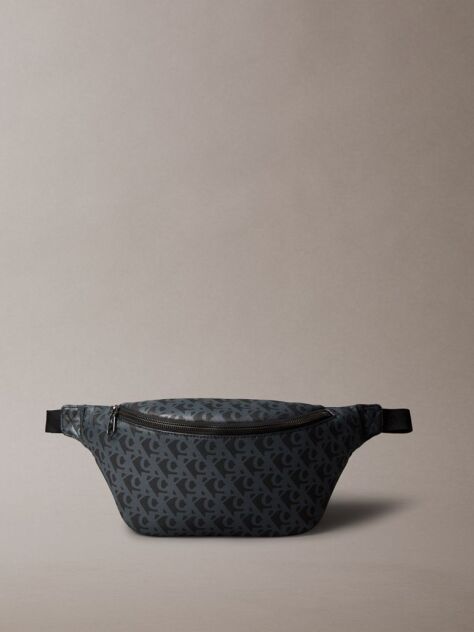 Black Textured Bum Bag  Men