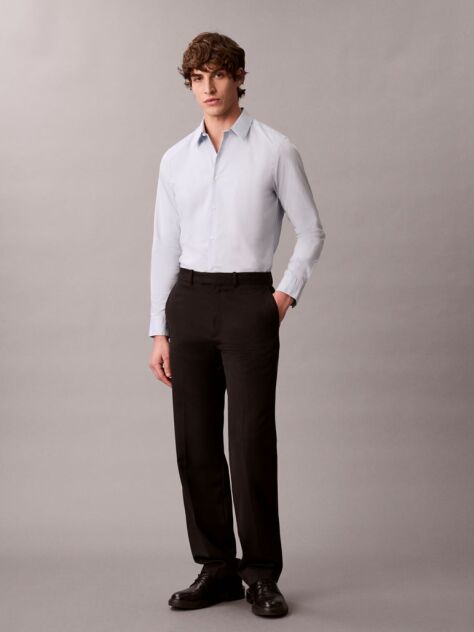 Blue Slim Stretch Button-Down Shirt  Men