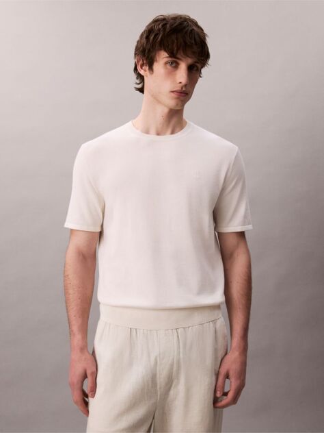 White Pima Cotton Short Sleeve Jumper  Men