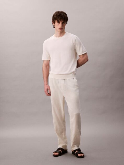 White Pima Cotton Short Sleeve Jumper  Men