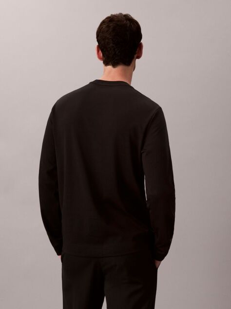 Black Long Sleeve Luxe Cotton Interlock T-Shirt  Men