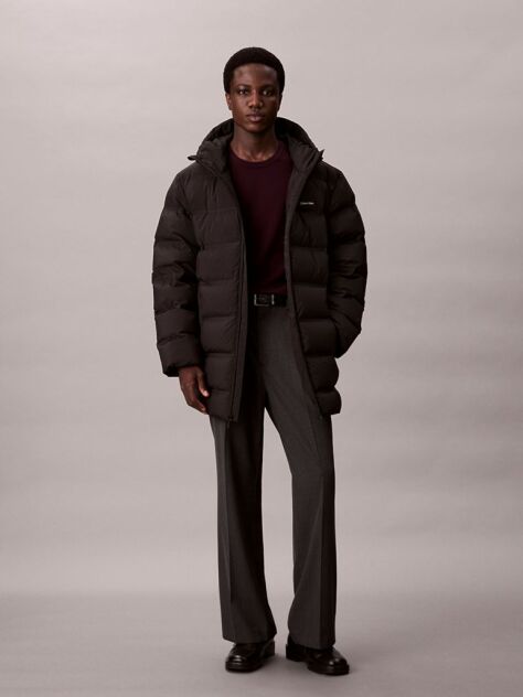 Black Channelled Down Puffer Coat  Men
