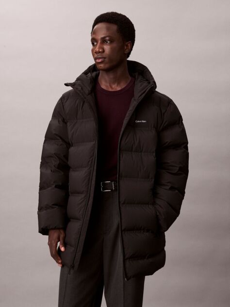Black Channelled Down Puffer Coat  Men
