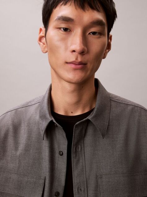 Grey Melange Button-Down Easy Shirt  Men