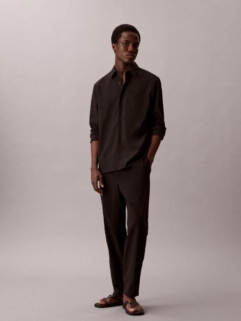 Black Seersucker Classic Shirt  Men