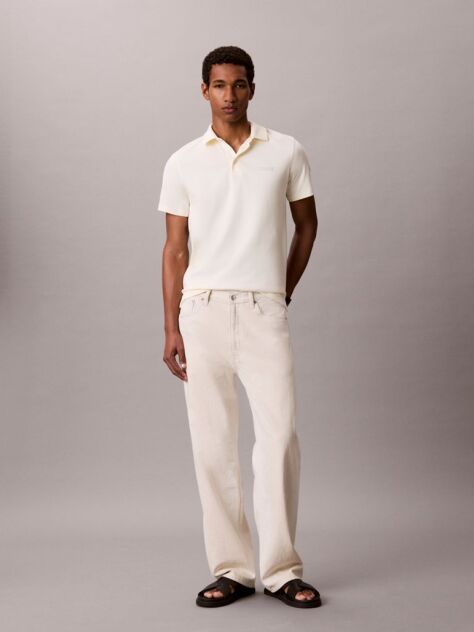 Yellow Slim Cotton Badge Polo Shirt  Men