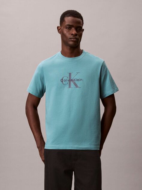 Blue Monogram Logo T-Shirt  Men