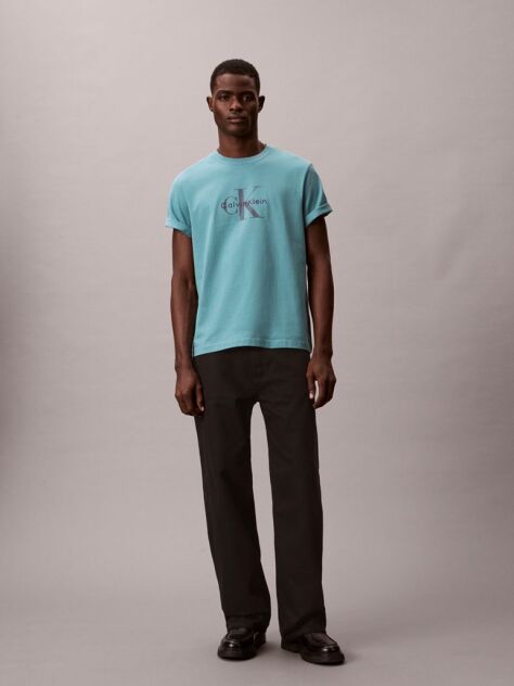 Blue Monogram Logo T-Shirt  Men