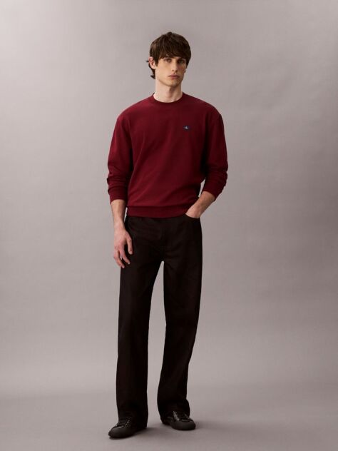 Red Cotton Terry Badge Sweatshirt  Men