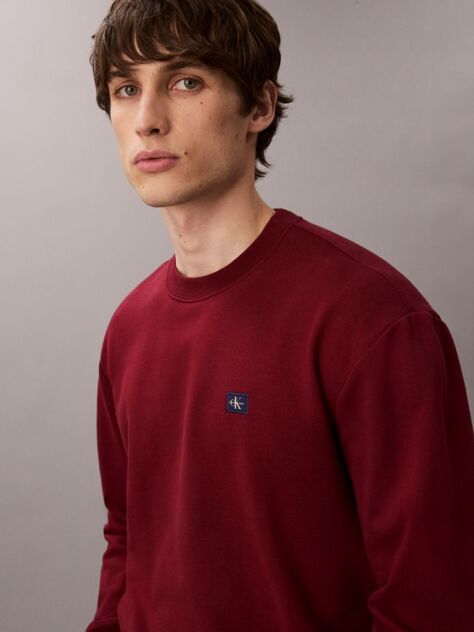 Red Cotton Terry Badge Sweatshirt  Men