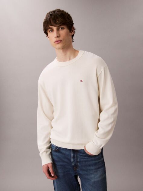 White Cotton Jumper  Men