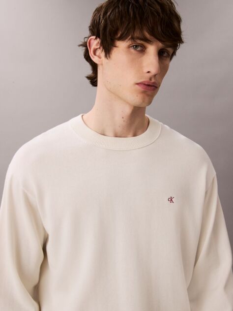 White Cotton Jumper  Men