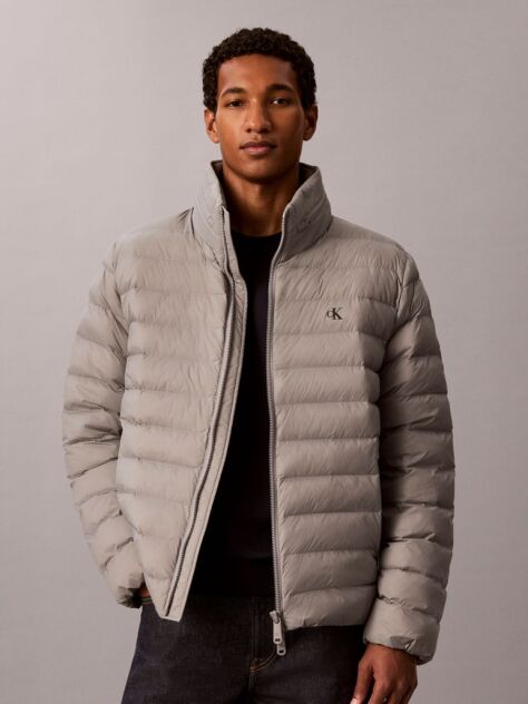 Grey Lightweight Nylon Puffer Jacket  Men
