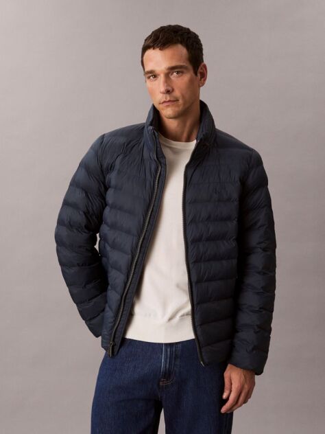 Blue Lightweight Nylon Puffer Jacket  Men