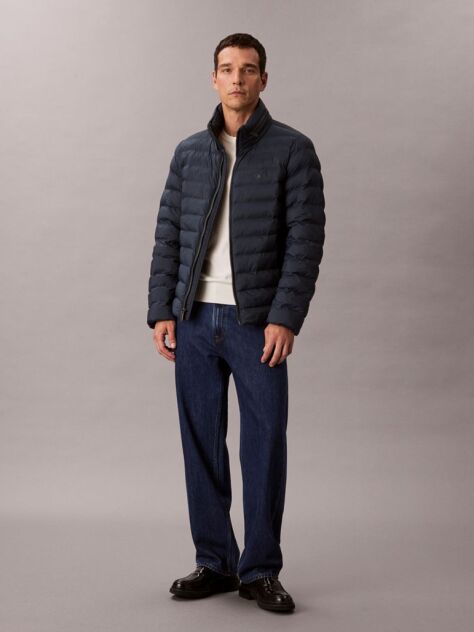Blue Lightweight Nylon Puffer Jacket  Men