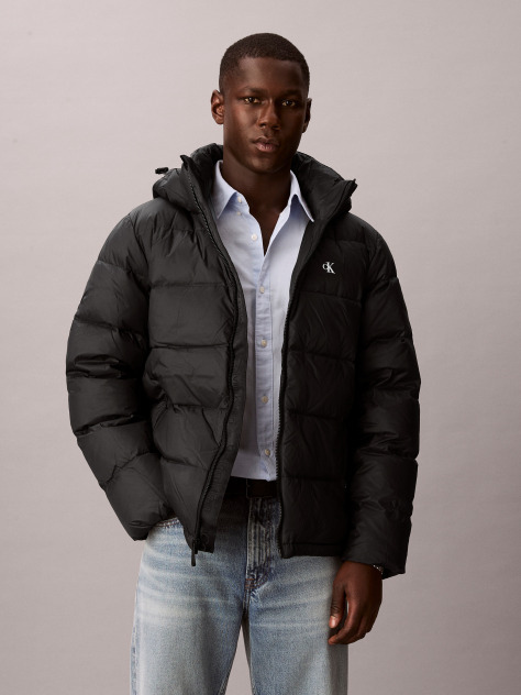 Black Hooded Down Puffer Jacket  Men