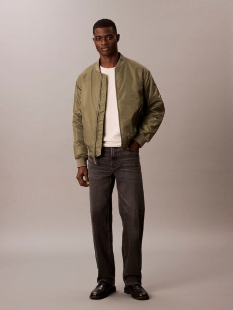Green Nylon Bomber Jacket  Men