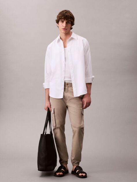 Khaki Skinny Ripstop Cargo Pants  Men