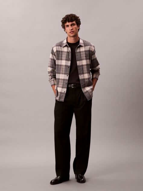 Black Plaid Brushed Relaxed Button-Down Shirt  Men