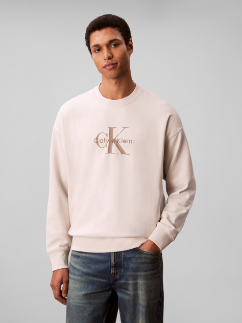 White Oversized Monogram Sweatshirt  Men