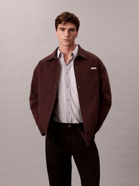 Red 90's Denim Relaxed Shirt Jacket  Men