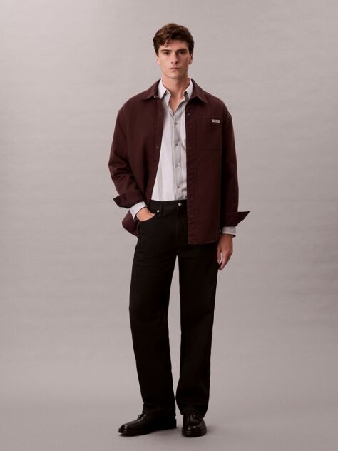 Red 90's Denim Relaxed Shirt Jacket  Men