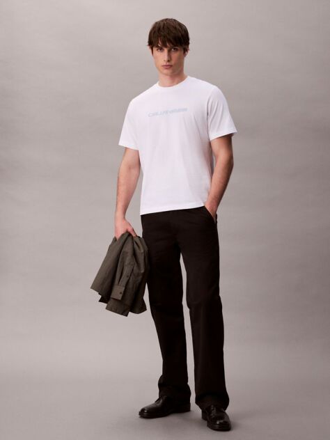 White Bold Logo Graphic Relaxed T-Shirt  Men
