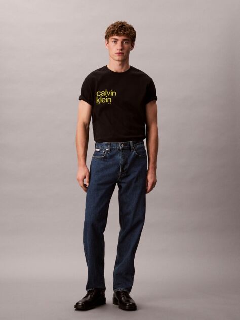 Μαύρο Άνετο T-Shirt Με Σχέδιο  Άνδρας