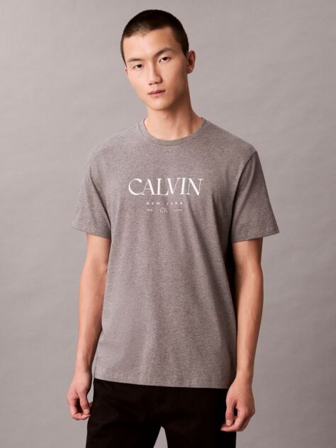 Grey Calvin Crewneck Graphic Tee  Men