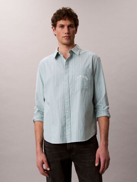 Green Stripe Relaxed Button-Down Shirt  Men