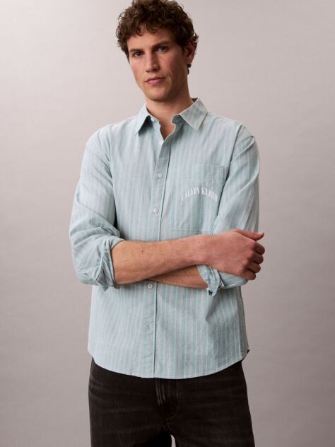 Green Stripe Relaxed Button-Down Shirt  Men