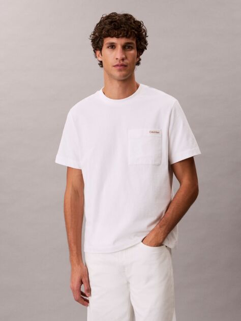 White Chest Pocket Badge T-shirt  Men