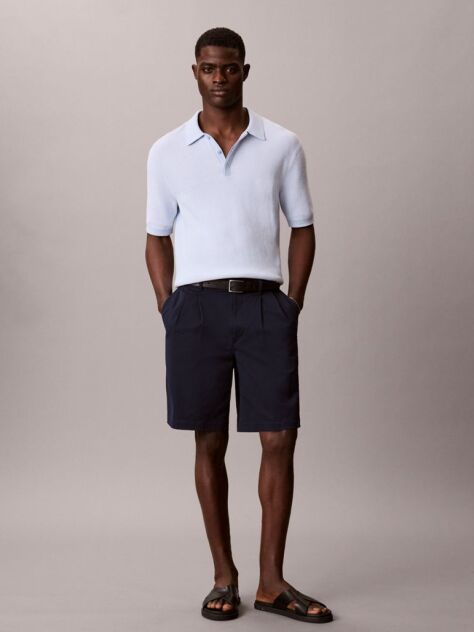 Blue Cotton Twill Chino Shorts  Men