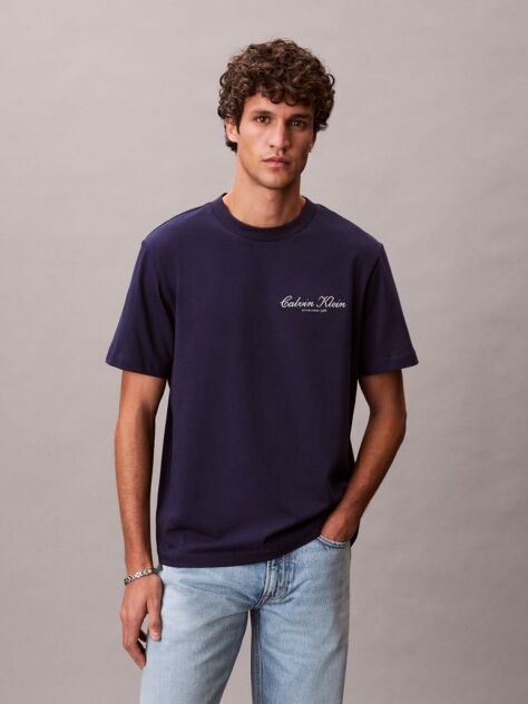 Blue Embroidered Logo T-shirt  Men