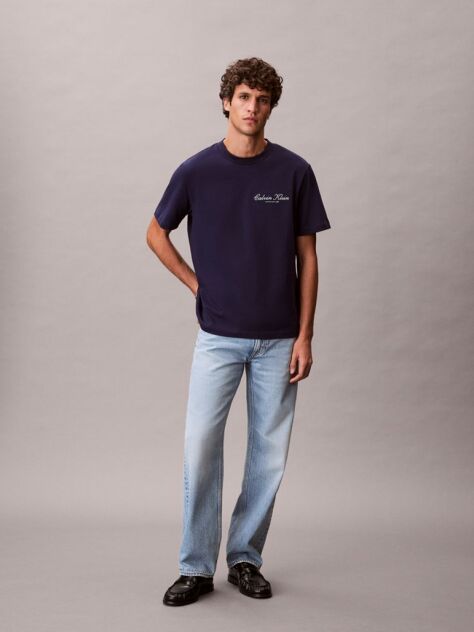 Blue Embroidered Logo T-shirt  Men