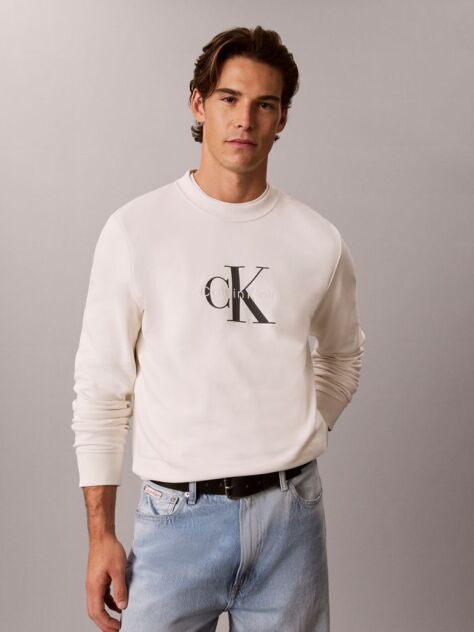 White Cotton Terry Monogram Sweatshirt  Men