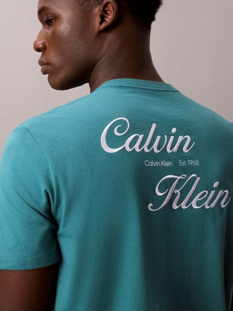 Green Embroidered Logo T-shirt  Men