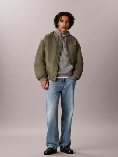 Grey Cotton Fleece Varsity Logo Hoodie  Men