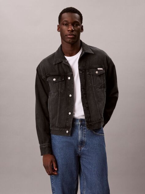 Black 90s Denim Trucker Jacket  Men