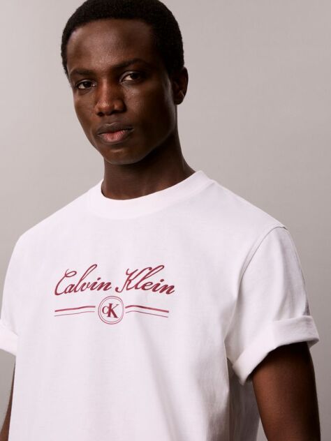 White Script Logo T-shirt  Men