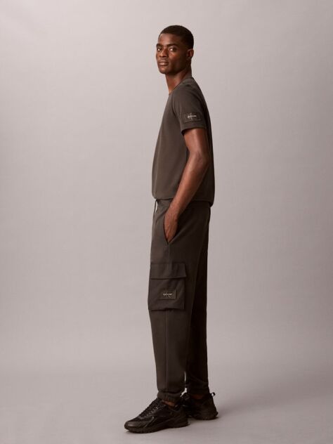 Black Cotton Terry Cargo Joggers  Men